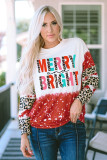 Red MERRY and BRIGHT Leopard Print Crew Neck Top