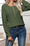 Plain Buttoned Cable Knit Pullover Sweater