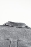 Gray Vintage Distressed Mineral Wash Oversized Shacket