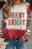 Red MERRY and BRIGHT Leopard Print Crew Neck Top