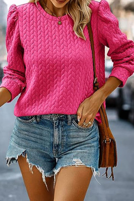 Plain Texture Puff Sweatshirt