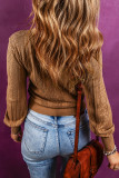 Chestnut V Neck Buttoned Textured Sweater Cardigan