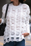 Cable Knit Ripped Hem Sweater 