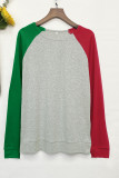 Colorblock O-neck Long Sleeve Top Boutique Clothes Wholesale