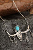 Turquoise Bull Head Necklace 