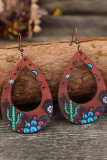 Hollowed Cactus Wooden Earrings 