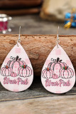 Pink Plaid Pumpkin PU Earrings 