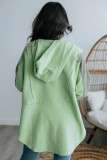 Green Color Block Exposed Seam Buttoned Neckline Hoodie