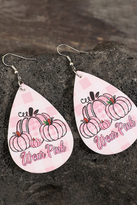 Pink Plaid Pumpkin PU Earrings 