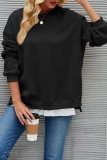 Side Zipper Plain Pullover Sweatshirt