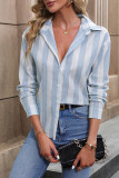 Boutique Wholesale Women Stripe Button Up Long Sleeves Blouse