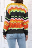 Multicolor Crochet Knit Open Cardigan