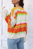 Multicolor Crochet Knit Pullover Sweater