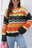 Multicolor Crochet Knit Pullover Sweater