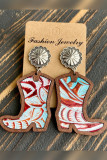 Western Boots Wooden Earrings MOQ 5pcs