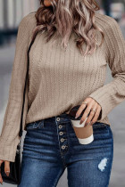 Camel Plus Size Crew Neck Ribbed Knit Top
