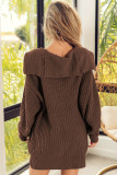 Brown Chunky Knit Lapel Collar Button up Cardigan