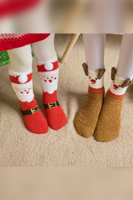 Christmas Reindeer Santa Claus Fleece Socks