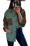Multicolour Corduroy Buttoned Front Pocketed Shacket