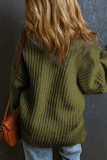 Pickle Green Ribbed Knit Round Neck Slouchy Chunky Sweater