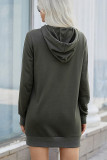 Army Green Kangroo Pocket Hooded Dress