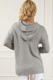 Gray Cowl Neck Drawstring Pullover Hooded Sweater