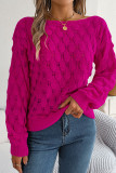 Plain Wide Shoulder Crochet Knit Sweater