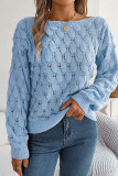 Plain Wide Shoulder Crochet Knit Sweater
