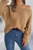 Plain Wide Shoulder Knit Sweater