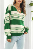 V Neck Striped Pull Sweater