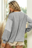 Gray Contrast Patchwork Double Chest Pocket Top