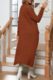 Plain Cable Knit Pockets Open Cardigan