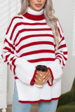 Striped Knit Turtle Neck Pullover Sweater