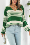 V Neck Striped Pull Sweater