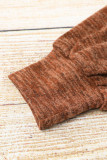 Brown V Neck Color Block Patchwork Loose Pullover