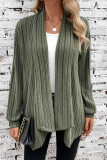 Ribbed Knitting Open Front Cardigan