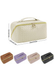 Plain Plaid Knit PU Cosmetic Bag MOQ 3pcs