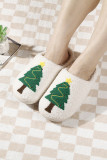 Christmas Tree White Fleece Slippers 
