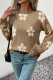 Daisy Jacquard Khaki Knitting Sweater  