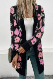 Floral Knitting Front Open Cardigan 