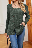 Boutique Clothing Wholesale Plain Square Neck Side Button Rib Top