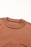 Orange Raw Edge Patch Pocket Exposed Seam Loose Sweater