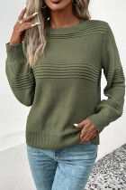 Army Green Crew Neck Knitting Sweater 