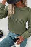 Army Green Crew Neck Knitting Sweater 