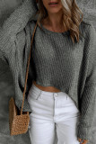 Carbon Grey Slouchy Dolman Sleeve High Low Sweater