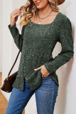 Boutique Clothing Wholesale Plain Square Neck Side Button Rib Top