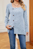 Boutique Clothing Wholesale Plain Square Neck Side Button Rib Top
