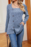 Boutique Clothing Wholesale Plain Square Neck Side Button Rib Top