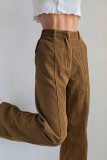 High Waist Slim Fit Corduroy Pants 