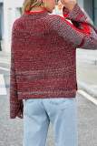 Red Marle Knit Flare Sleeves Sweater